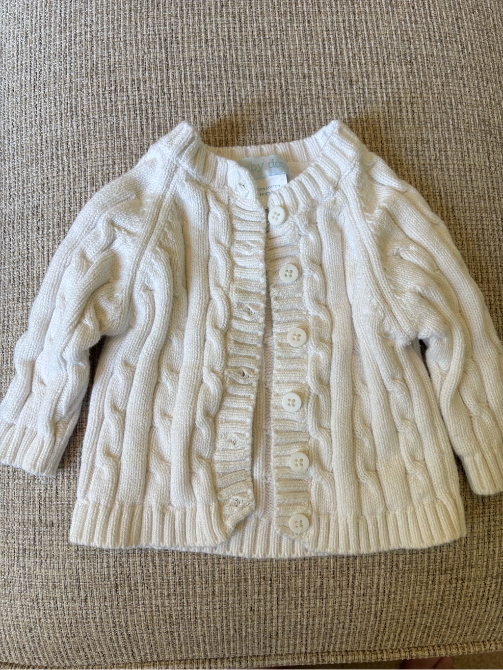 Baby Cable-Knit Button Cardigan - White